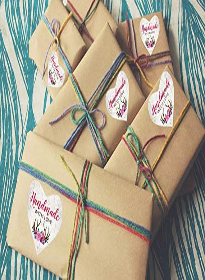 D2C Gift Wrap Handmade with Love Printed in Heart Shape Sticker, Ideal for Gift Wrapping, Packaging, Small Business, Corporate Gifts (90) - Image 2